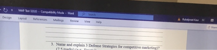 marketing planning and analysis MAP Test 32020 -