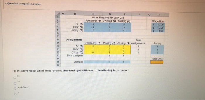 Question Completion Status: A B G H D E Hours