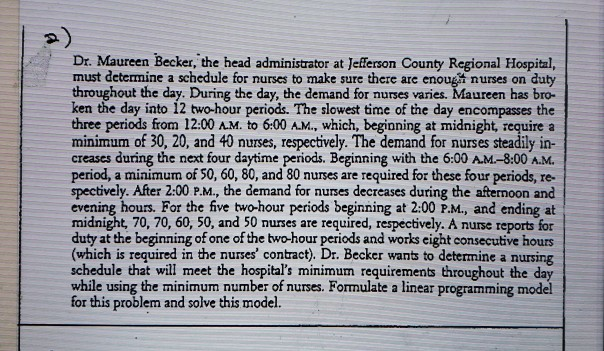 use an lp model in excel to solve. please show
