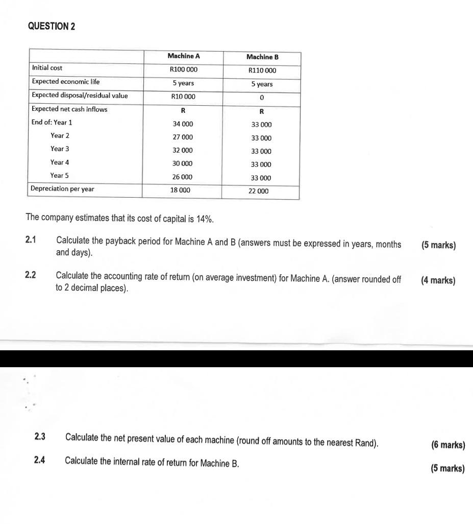 Please answer question 2.4 but do not use Excel