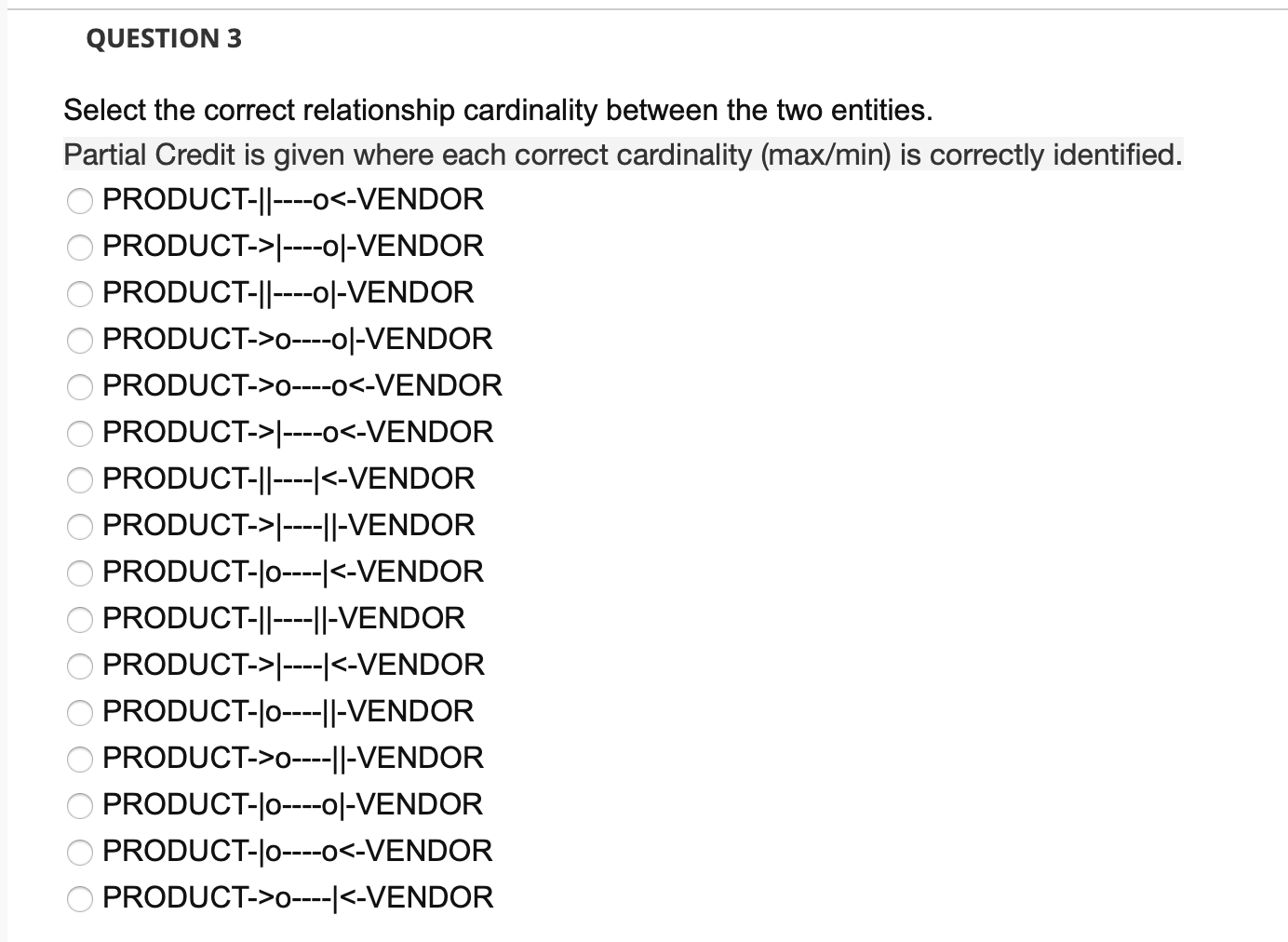 Select the correct relationship cardinality
