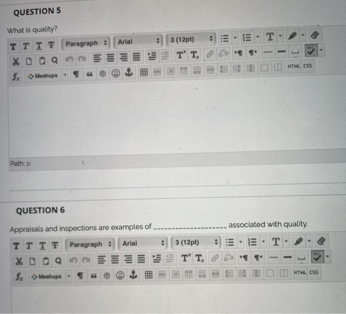 question 5 & 6 please QUESTION 5 T Arial 3 (12pt)