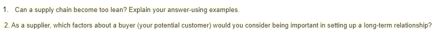 Hello, I have a question: 1. Can a supply chain