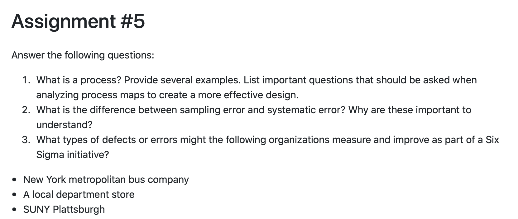 Assignment #5 Answer the following questions: 1.