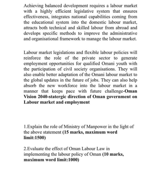 Achieving balanced development requires a labour