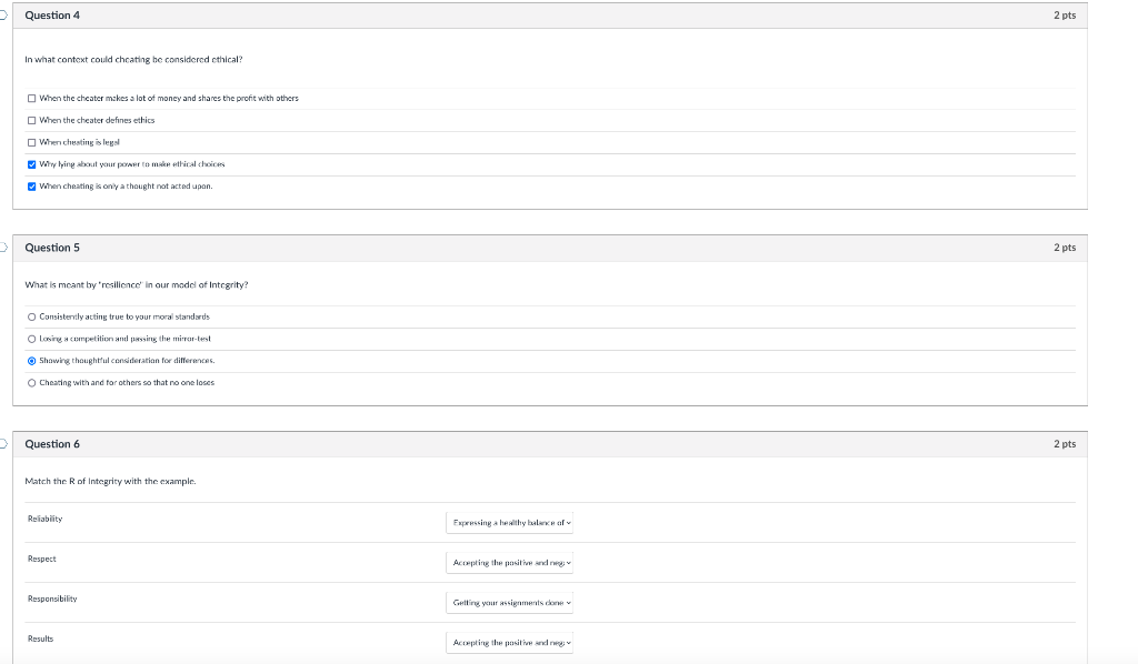 Question 1 1 pts What do morals have to do with