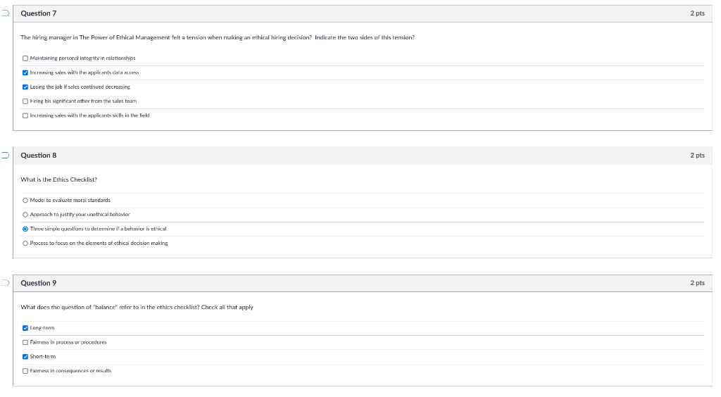 Question 1 1 pts What do morals have to do with