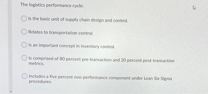 The logistics performance cycle: 47 Is the basic