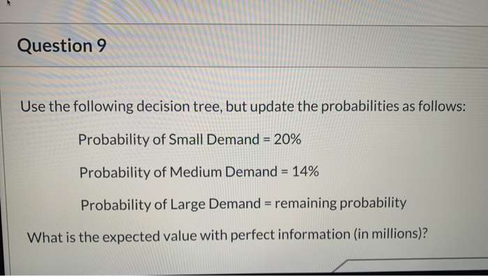Question 9 Use the following decision tree, but