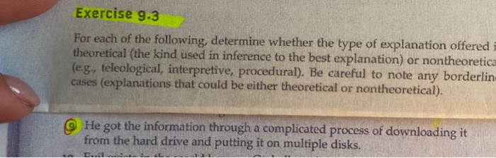 Exercise 9.3 For each of the following, determine