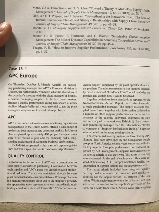 1. Explain the supplier evaluation method used by