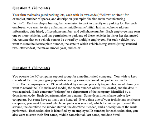 Create an Entity Diagram and write a database