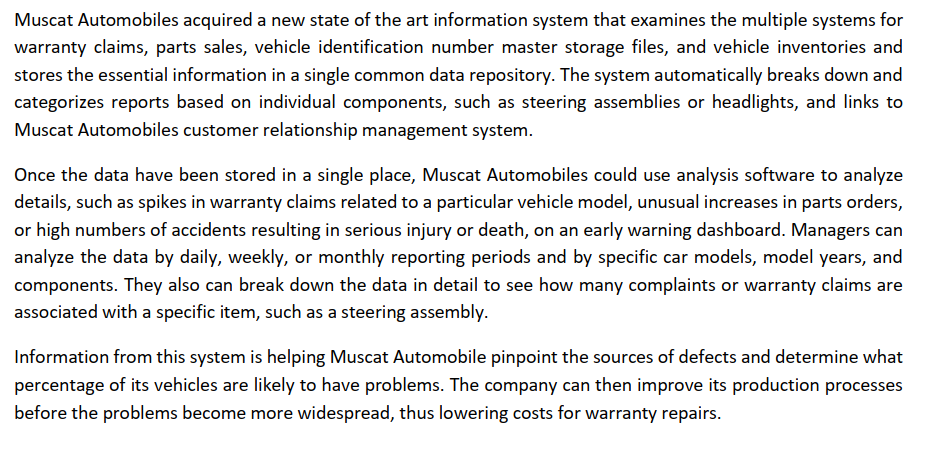 Task 2: The Case Study Muscat Automobiles (MA)