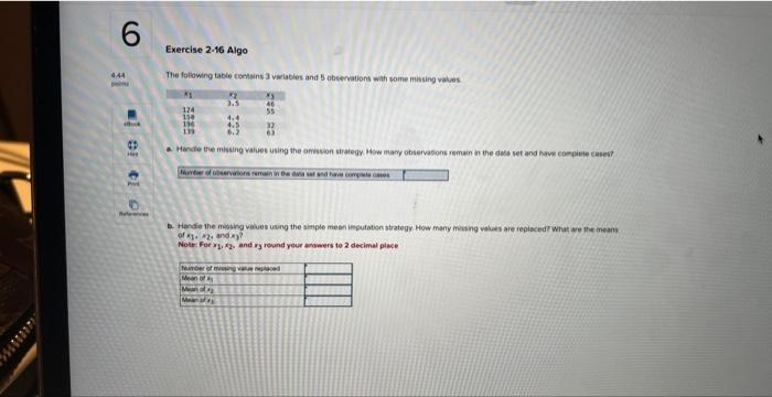 The following table contons 3 variables and 5