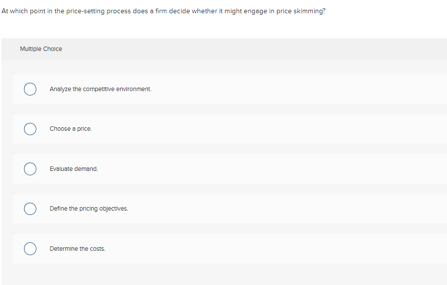 At which point in the price-setting process does