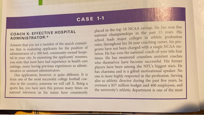 coach x CASE 1-1 COACH X: EFFECTIVE HOSPITAL