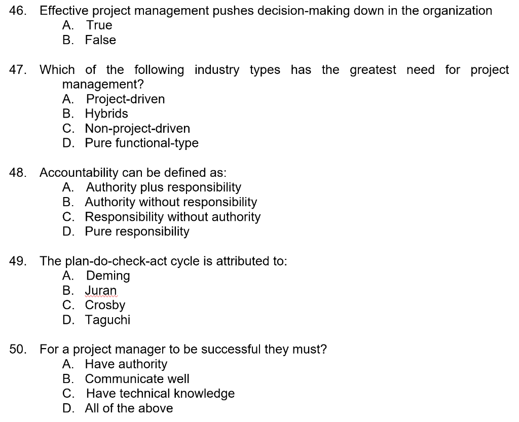 46. Effective project management pushes