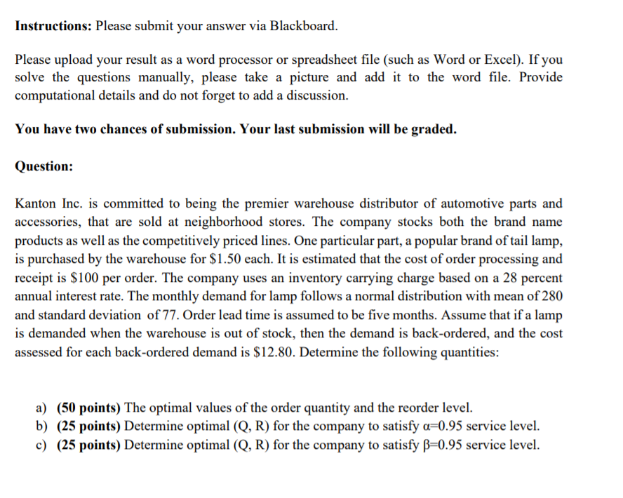 Instructions: Please submit your answer via