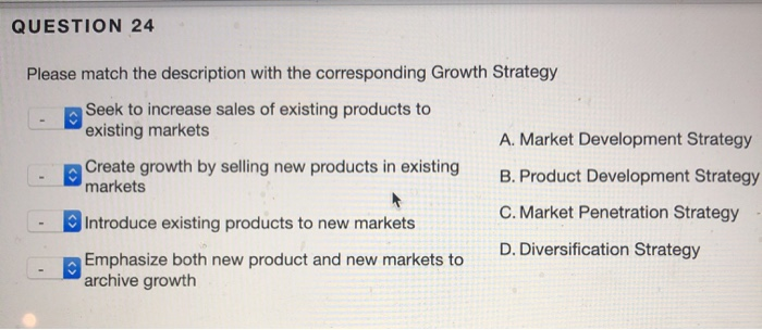 QUESTION 24 Please match the description with the