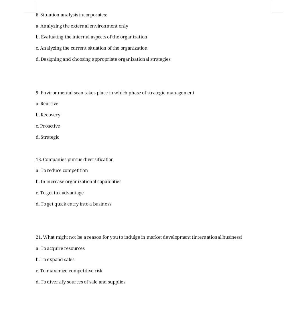 answer all 4 mcqs as per chegg rules 6. Situation