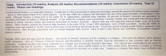 Case. Introduction (10 marks); Analysis (20