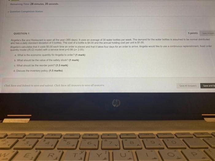 Remaining Time: 28 minutes, 35 seconds Question