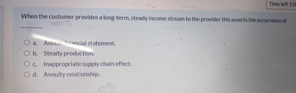 Time left 1:0 When the customer provides a