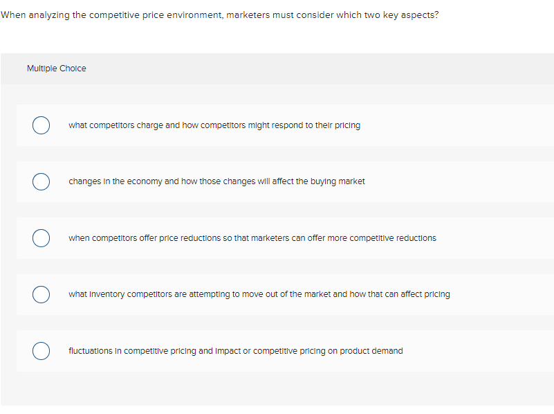 When analyzing the competitive price environment,
