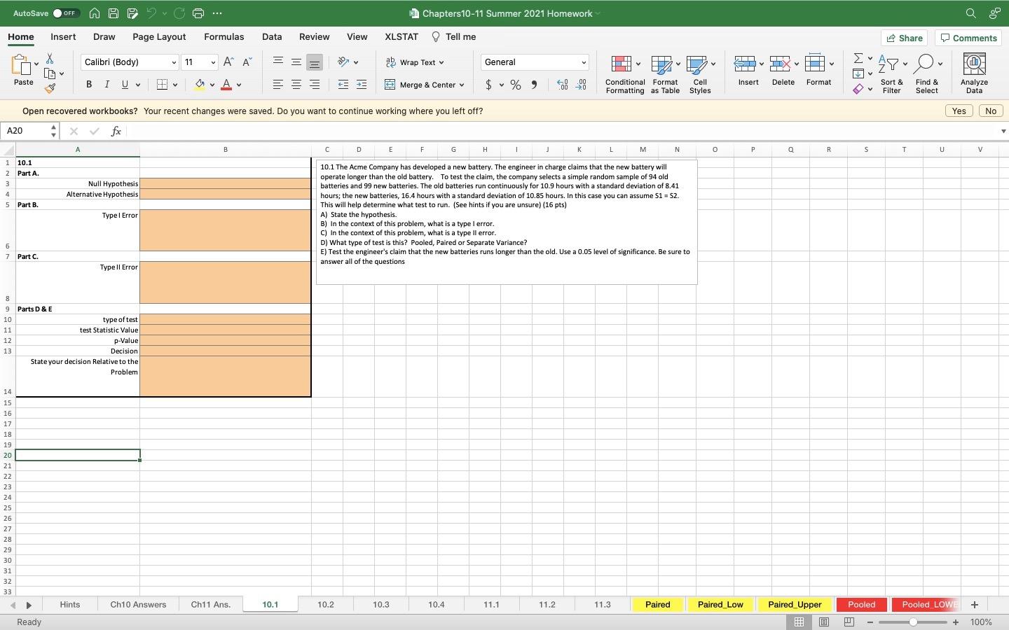 AutoSave OFF @ E. Chapters 10-11 Summer 2021