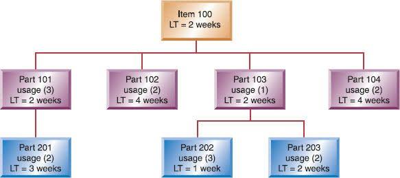 Item 100 LT = 2 weeks Part 101 usage (3) LT = 2