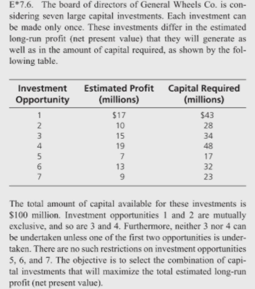 Mathematically formulate an algebraic model for