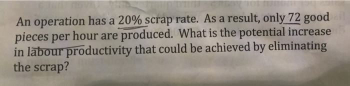 An operation has a 20% scrap rate. As a result,