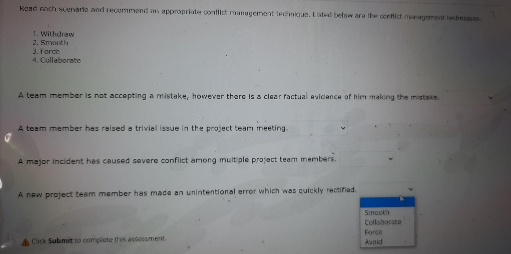 Question 5 in v team development stage, the