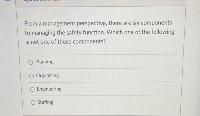 From a management perspective, there are six