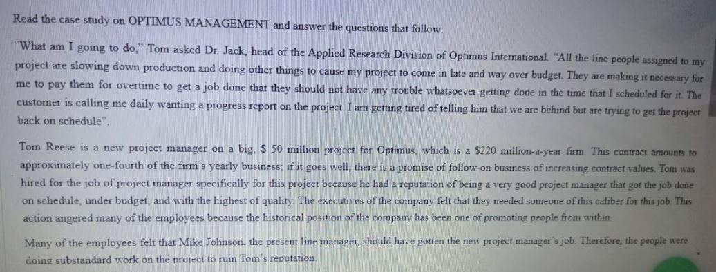 Read the case study on OPTIMUS MANAGEMENT and
