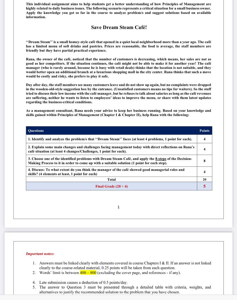 This individual assignment aims to help students