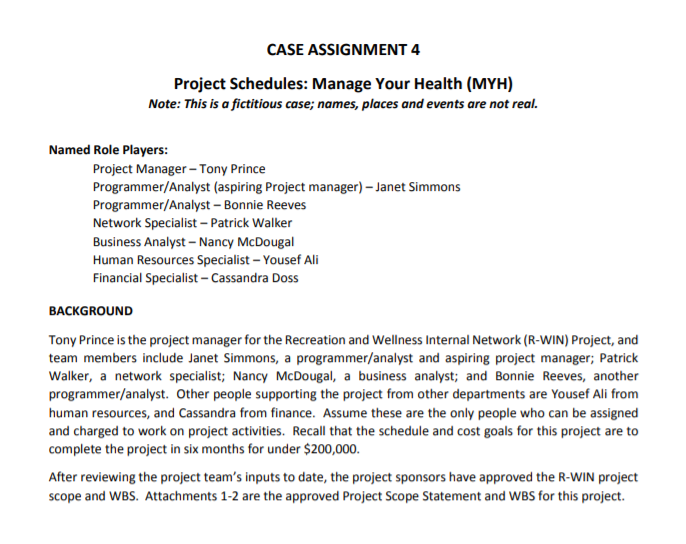 Question 1 Review the Scope Statement, WBS