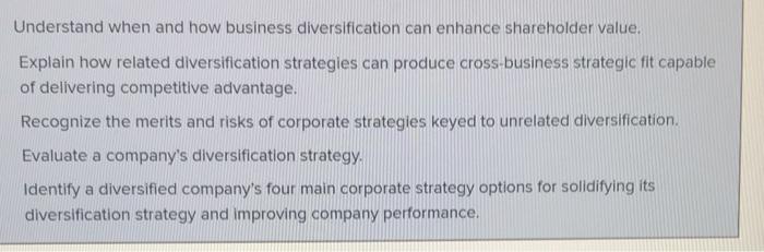Understand when and how business diversification