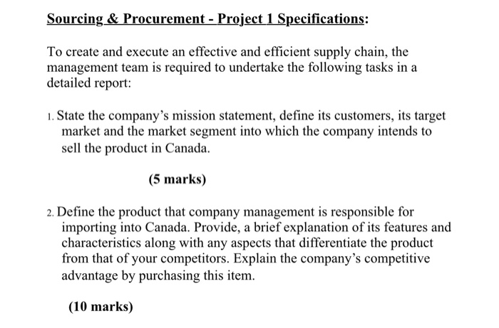 Sourcing & Procurement - Project 1