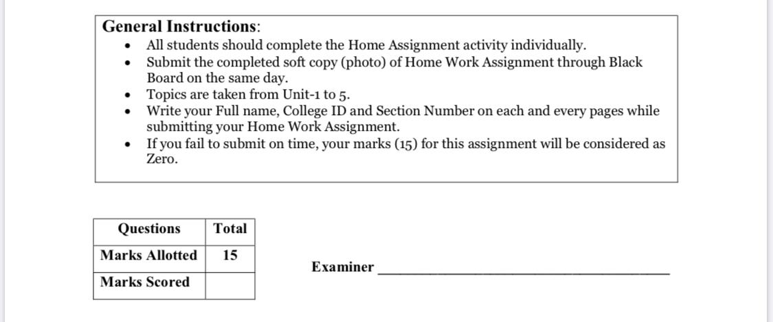 General Instructions: All students should