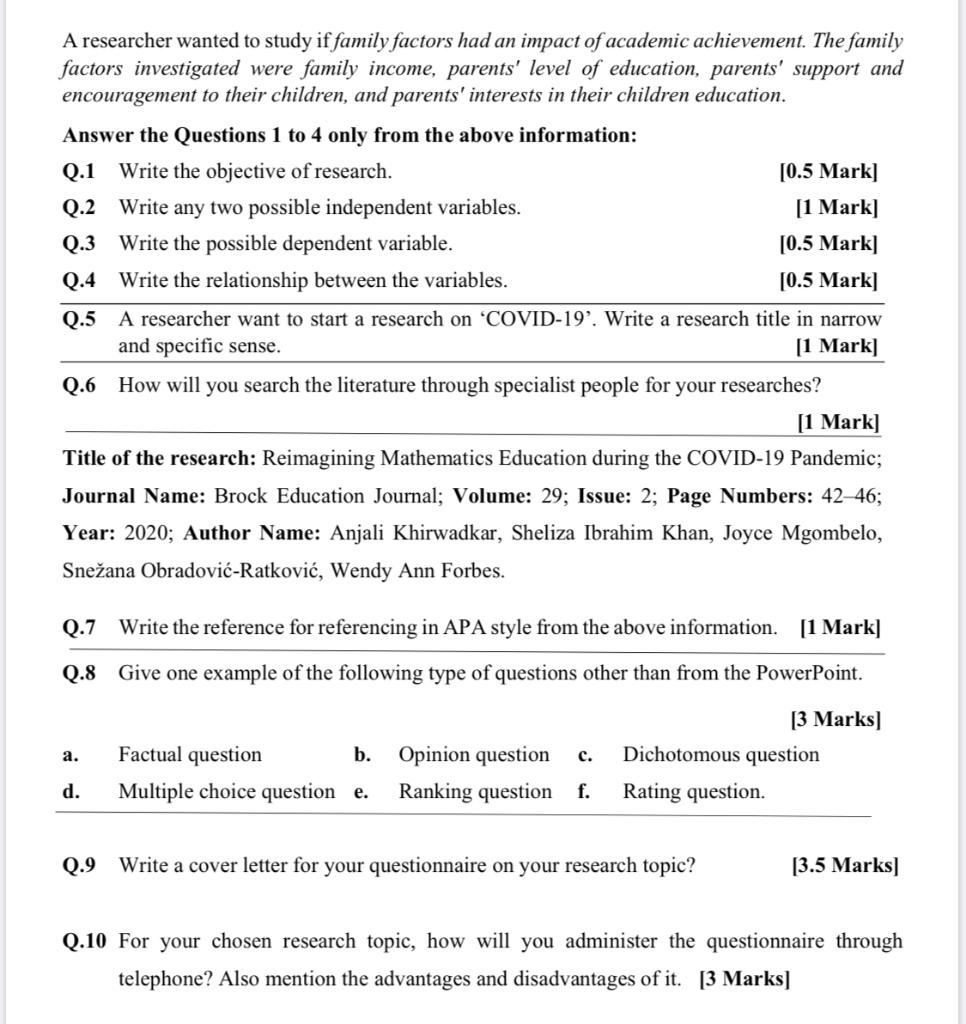 General Instructions: All students should