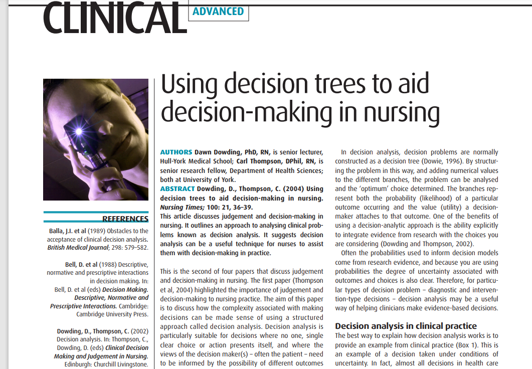 Write a summary about Using decision trees to aid