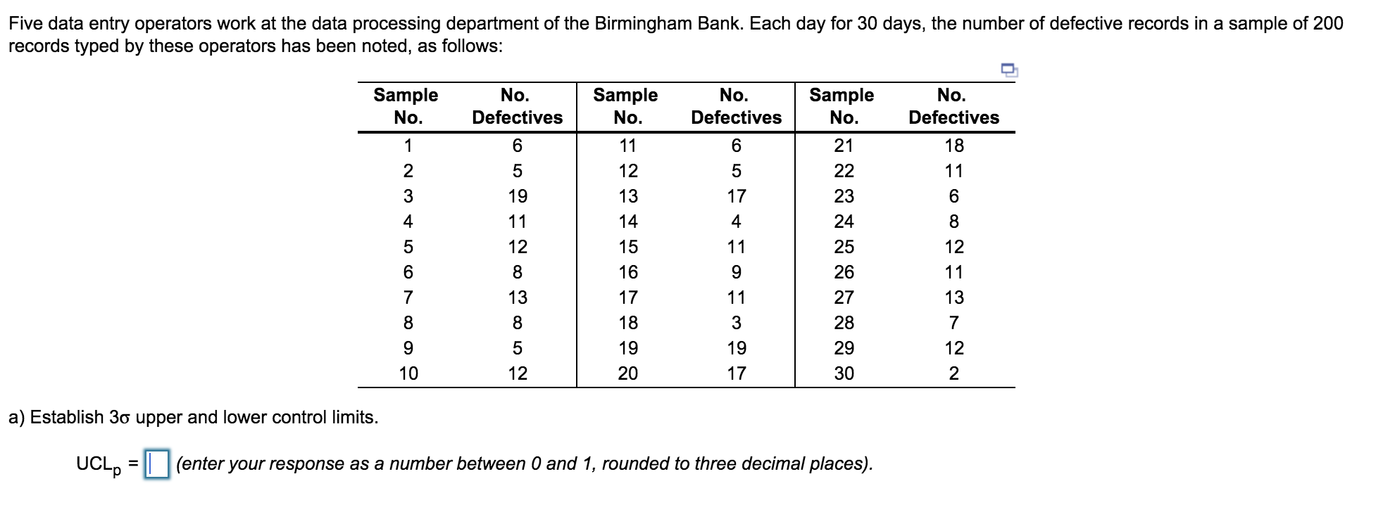 And lower limit please :) Five data entry
