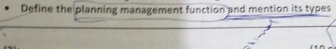 Define the planning management function and