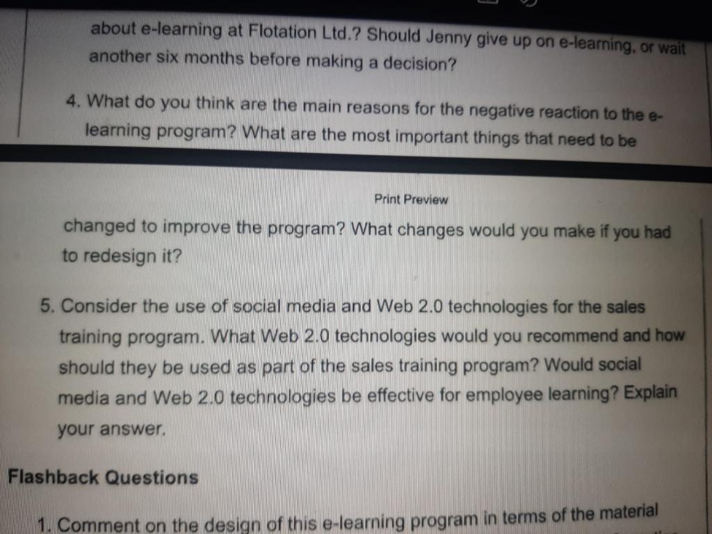 Case 3: E-Learning at Flotation Ltd. Jenny