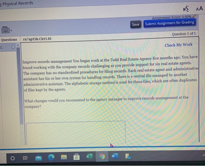 Physical Records U AA Assignment Score: 0.00%