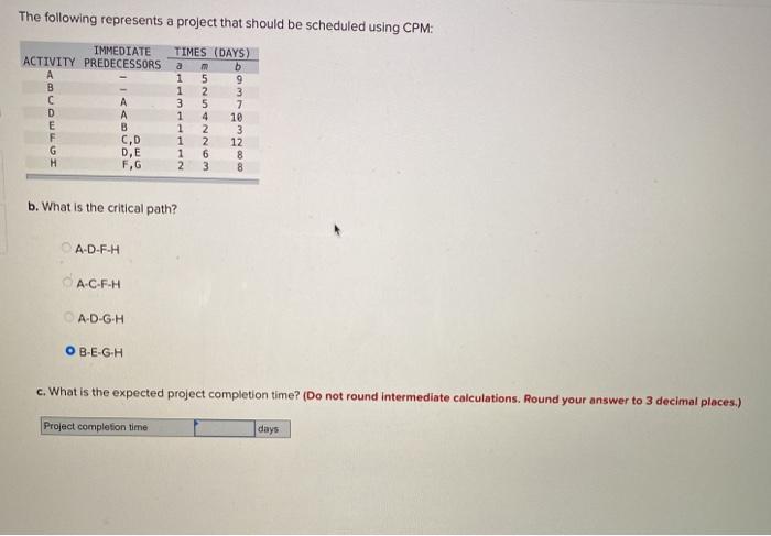 The following represents a project that should be