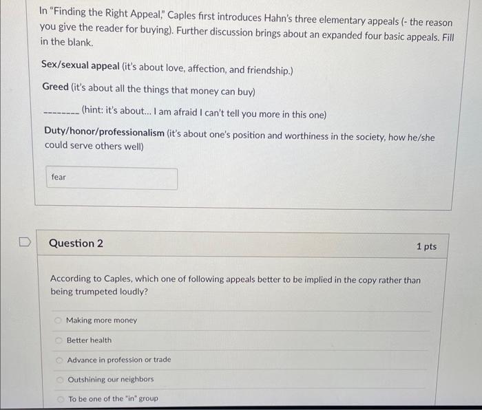 In "Finding the Right Appeal," Caples first