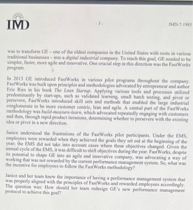 PERFORMANCE DEVELOPMENT AT GE: SHAPING A