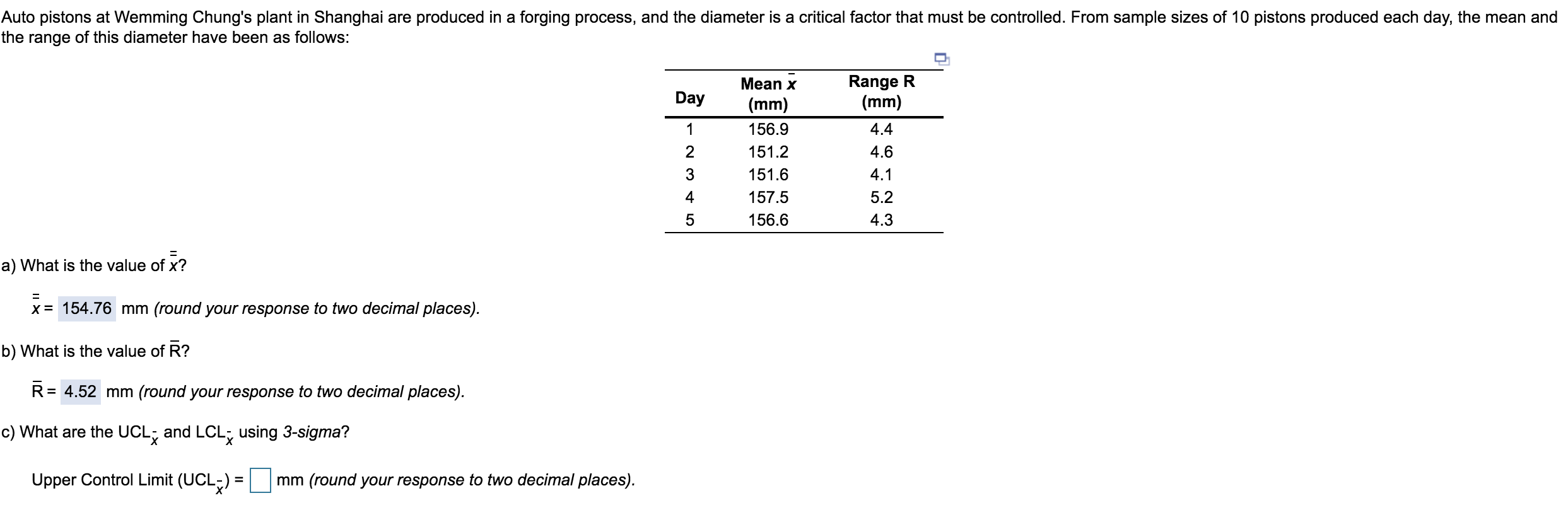 Please find the upper and lower control limits